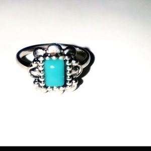 Southwestern Silver Turquoise Ring Size 5